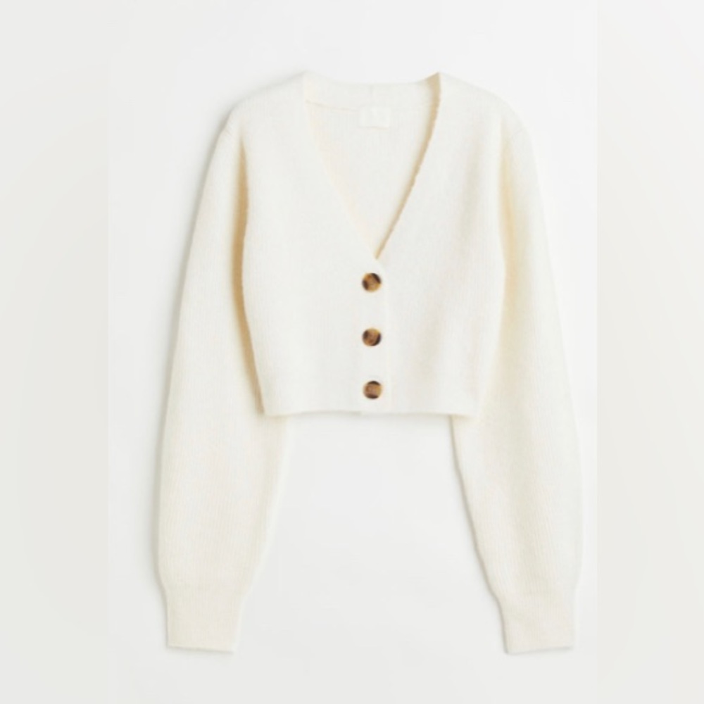 H&M Cream Button-Up Cardigan